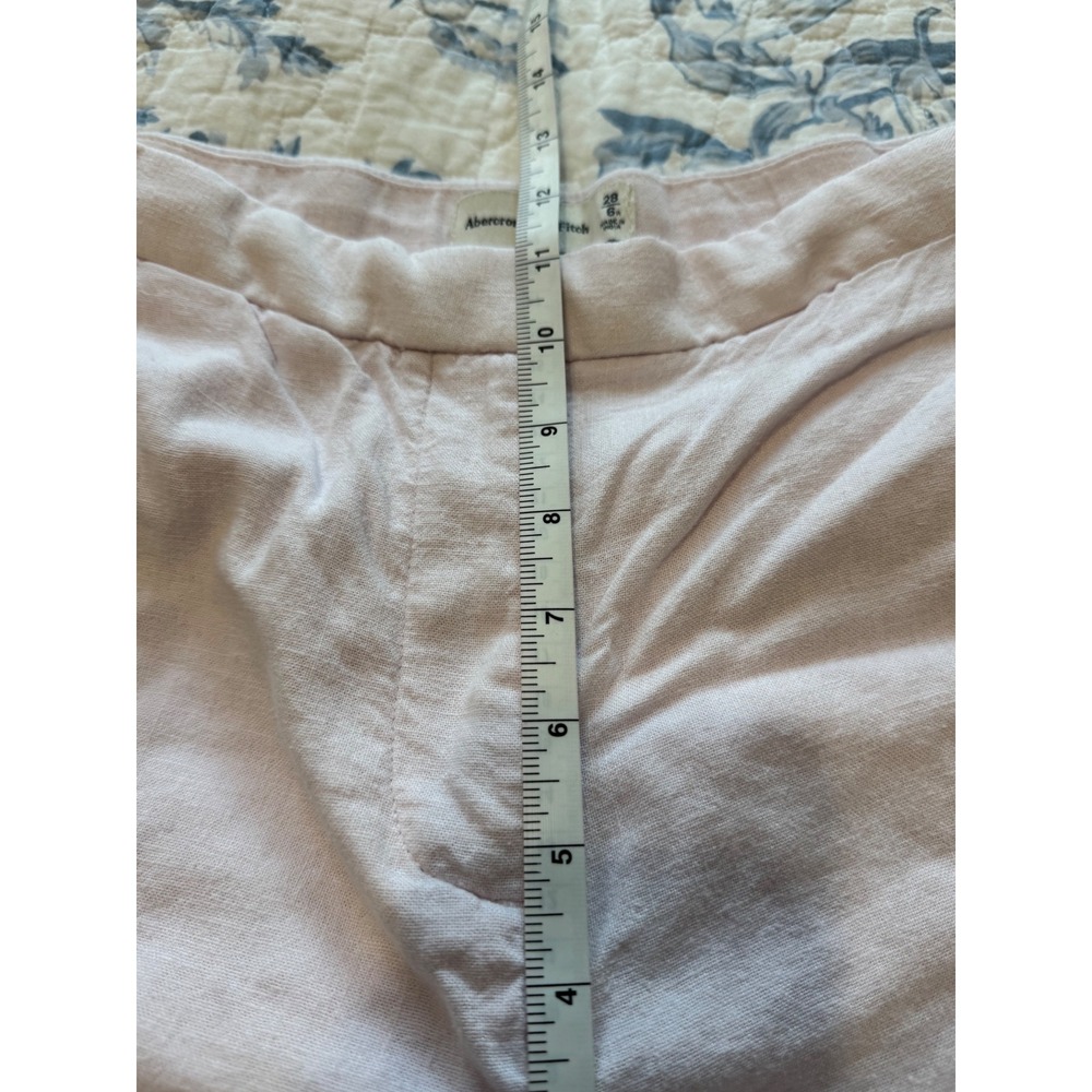 Abercrombie & Fitch Curve Love Light Pink Linen Blend Wide Leg Pants Size 28 6R - Picture 10 of 11
